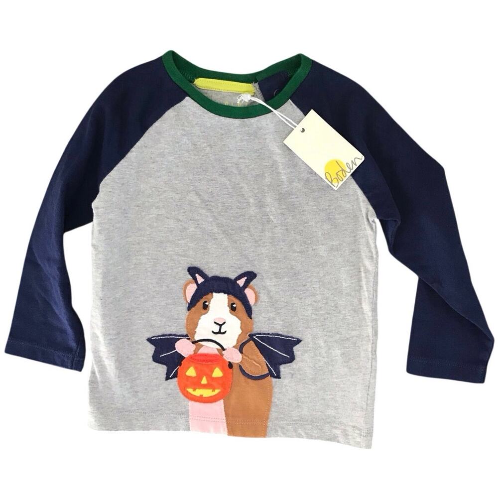 Mini Boden Halloween Appliqué Guinea Pig Shirt Size 18-24mo